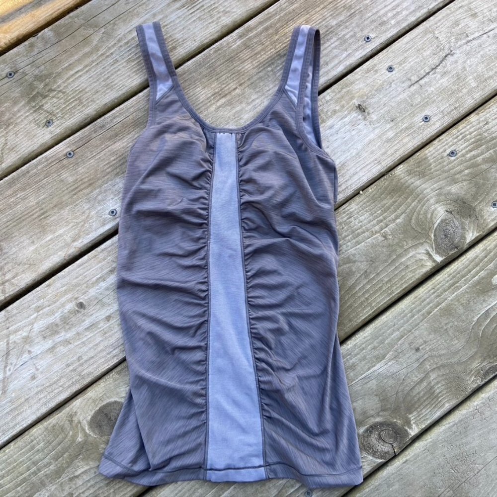 Lole yoga top ruched shelf bra gray XS